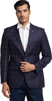 Raymond Checkered Single Breasted Formal Men Blazer(Dark Blue)