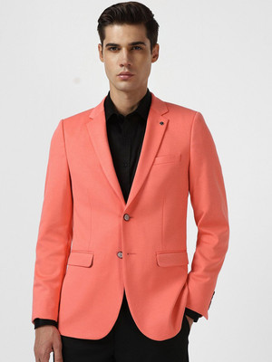 VAN HEUSEN Solid Single Breasted Formal Men Blazer(Pink)