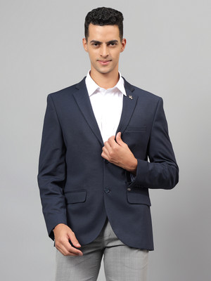 CANTABIL Self Design Single Breasted Casual Men Blazer(Dark Blue)