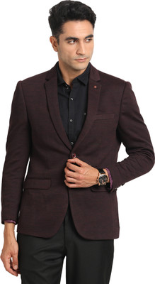 TURTLE Self Design Single Breasted Casual Men Blazer(Brown)