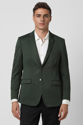 VAN HEUSEN Solid Single Breasted Formal Men Blazer(Green)