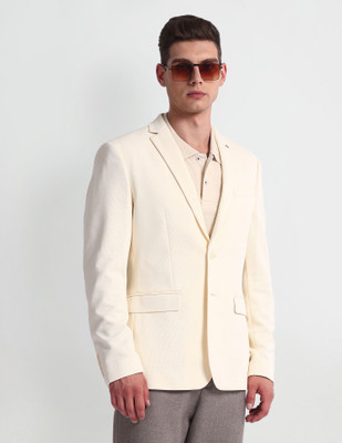 ARROW Geometric Print Single Breasted Formal Men Blazer(White)