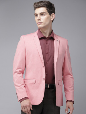 VAN HEUSEN Solid Single Breasted Formal Men Blazer(Pink)