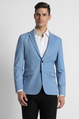 PETER ENGLAND Self Design Single Breasted Formal Men Blazer(Blue)