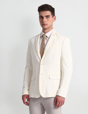 ARROW Solid Single Breasted Formal Men Blazer(White)