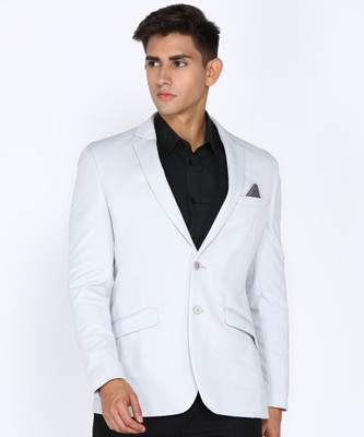 PARK AVENUE Solid Single Breasted Casual Men Blazer(Grey)