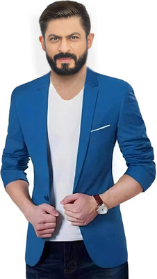 Darbar In Solid Single Breasted Casual, Formal, Festive & Wedding Men Blazer(Blue)