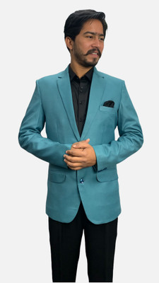 gargian master cut Solid Single Breasted Wedding Men Blazer(Blue)