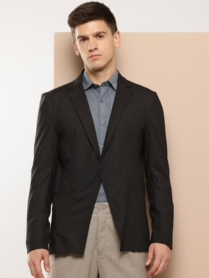 INVICTUS Solid Single Breasted Formal Men Blazer(Black)