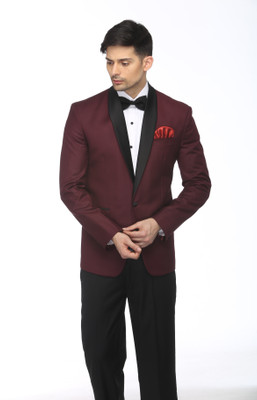 FAVOROSKI Solid Single Breasted Party Men Blazer(Red)