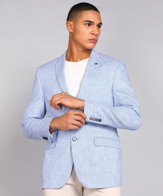 VAN HEUSEN Self Design Single Breasted Formal Men Blazer(Blue)