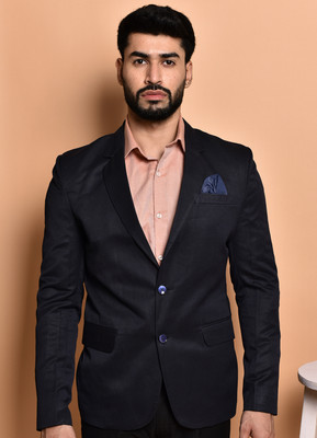 PRINT CULTR Solid Single Breasted Casual Men Blazer(Blue)