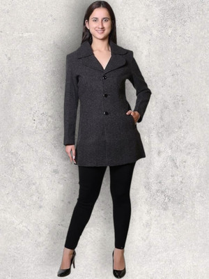TROO BLUE Solid Double Breasted Casual Women Blazer(Black)