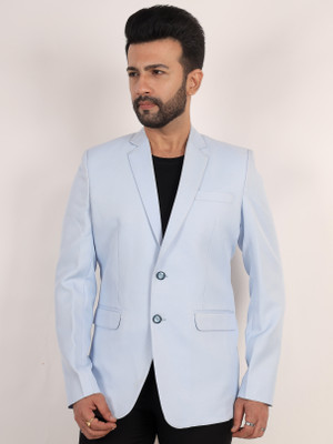 Raxon Solid Single Breasted Casual, Formal, Wedding Men Blazer(Light Blue)