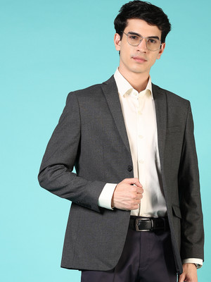 V-MART Solid Single Breasted Casual Men Blazer(Grey)