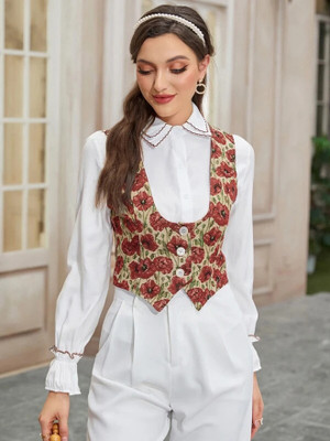 TANDUL Printed Single Breasted Casual Women Blazer(Multicolor)