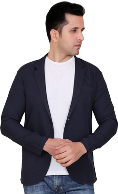 Abc Garments Solid Single Breasted Casual Men Blazer(Blue)