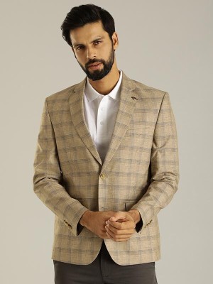 INDIAN TERRAIN Checkered Single Breasted Casual Men Blazer(Brown)