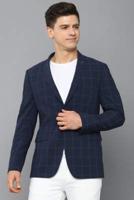 Allen Solly Checkered Single Breasted Casual Men Blazer(Dark Blue)