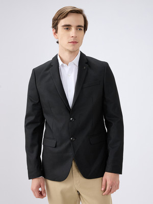 KILLER Solid Single Breasted Casual Men Blazer(Black)