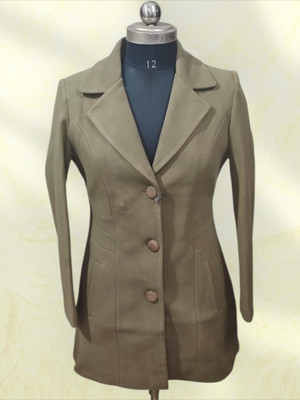 Pepzo Solid Double Breasted Casual Women Blazer(Green)