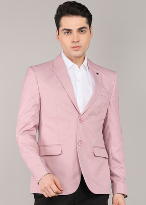 KILLER Solid Single Breasted Casual Men Blazer(Pink)