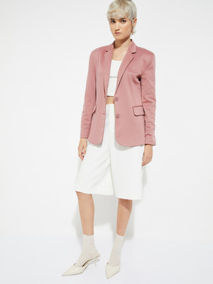 MAX Solid Single Breasted Casual Women Blazer(Pink)