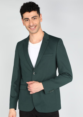 PETER ENGLAND Solid Single Breasted Formal Men Blazer(Green)