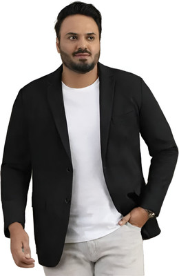 CADMON Solid Single Breasted Casual Men Blazer(Black)