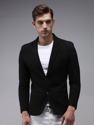 PP Vastram Solid Single Breasted Formal Men Blazer(Black)