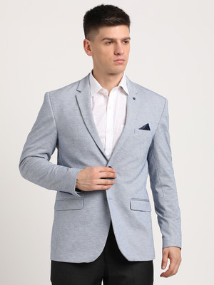 TURTLE Solid Single Breasted Casual Men Blazer(Grey)