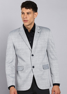 KILLER Checkered Single Breasted Formal Men Blazer(Grey)