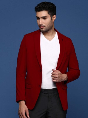 Showoff Solid Single Breasted Casual Men Blazer(Maroon)