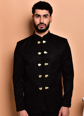 METRONAUT Solid Single Breasted Casual Men Blazer(Black)
