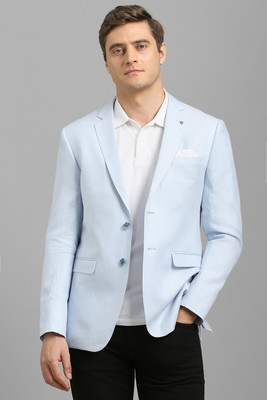 LOUIS PHILIPPE Solid Single Breasted Formal Men Blazer(Light Blue)