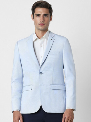 VAN HEUSEN Self Design Single Breasted Formal Men Blazer(Blue)
