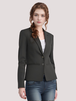 Rocksy Solid Single Breasted Casual Women Blazer(Black)
