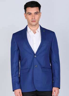 PETER ENGLAND Self Design Tuxedo Style Formal Men Blazer(Blue)