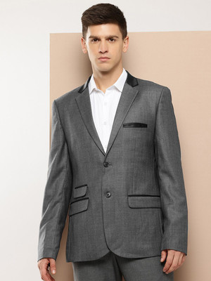 INVICTUS Solid Single Breasted Formal Men Blazer(Grey)