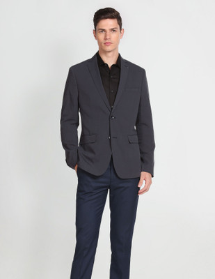 ARROW Solid Single Breasted Formal Men Blazer(Grey)