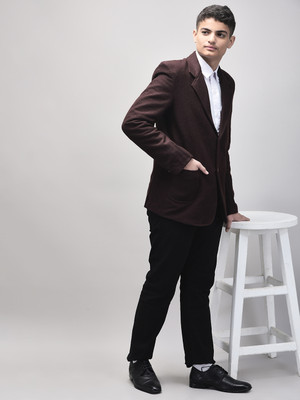 Noty Solid Single Breasted Casual Men & Women Blazer(Brown)