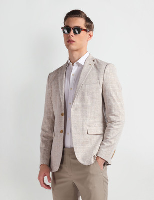 ARROW Checkered Single Breasted Formal Men Blazer(Beige)