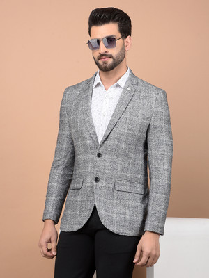 CRIMSOUNE CLUB Self Design Single Breasted Casual Men Blazer(Grey)