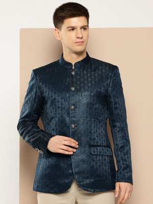 INVICTUS Self Design Double Breasted Party Men Blazer(Blue)