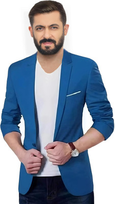 Fijuca Fashion Solid Single Breasted Casual, Formal, Party, Festive & Wedding Men Blazer(Blue)