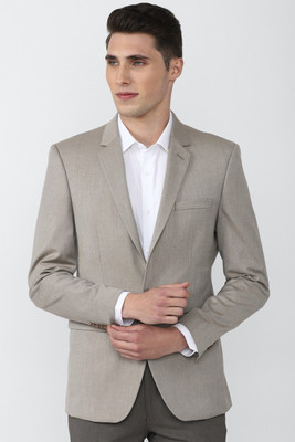 PETER ENGLAND Solid Single Breasted Formal Men Blazer(Grey)