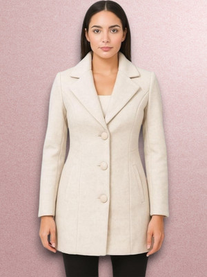 Pepzo Solid Double Breasted Casual Women Blazer(White)