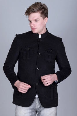 Hood Culture Self Design Single Breasted Casual Men Blazer(Black)