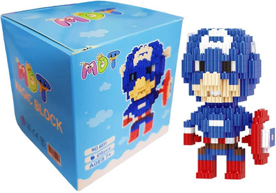 Birthday Popper Building Magic Blocks |Captain America| Micro Nano Figures| DIY Minifigure Brick(Multicolor)