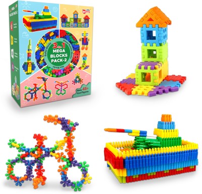 Little Berry 3 in 1 Plastic Building Blocks for Kids 125+ Pcs (Set 2), Educational Toys Kids(Multicolor)